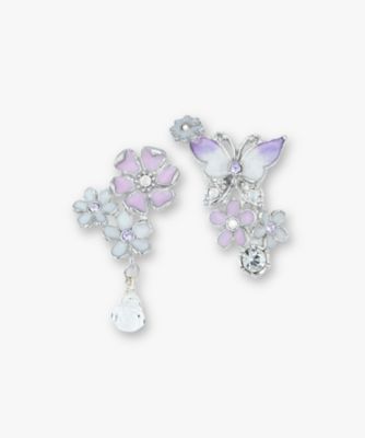 ＜ANNA SUI (Women)＞蝶　小花モチーフ　ピアス　ＳＡＭＡ１５３３　　ＸＷ