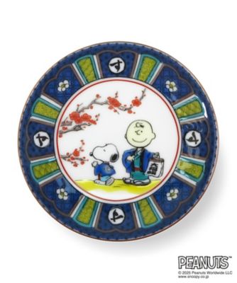STS/スヌーピータウンショップオリジナル 【銀座三越限定】＜九谷焼＞小皿　ＳＮＯＯＰＹ＆ＣＨＡＲＬＩＥ　ＢＲＯＷＮ　
