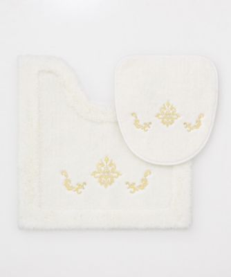 ７２８１【年明届】トイレマット＆フタットシート　２点セット（ホワイト）【福袋】