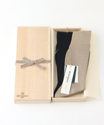 桐箱入りソックス２足ギフト　ＧＩＺＡ４５極細リブソックス　ＬＤＮ０１１／０１１