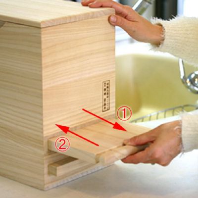 ★留河　桐製米びつ　１合計量