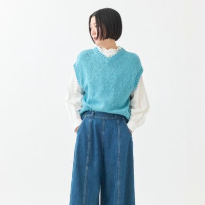 新品タグ付 グランマママドーター ベスト サイドボタンニットベスト KATO` GRANDMA MAMA DAUGHTER