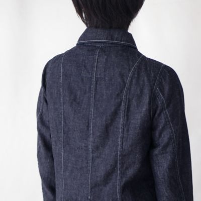 コットンリネンデニムラウンドカラージャケット | ファッション・服 