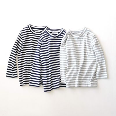 クルーネックボーダー７分袖Ｔシャツ