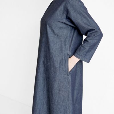 デニムクルーネックワンピース