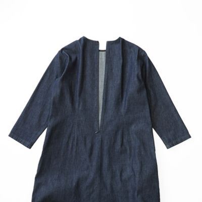 デニムクルーネックワンピース