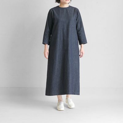 デニムクルーネックワンピース