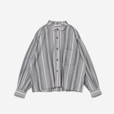 【Ｔｙｒｏｌｅａｎ　ｓｔｒｉｐｅｄ】ボリュームスリーブショートシャツ