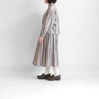 【Ｔｙｒｏｌｅａｎ　ｓｔｒｉｐｅｄ】ボリュームスリーブショートシャツ