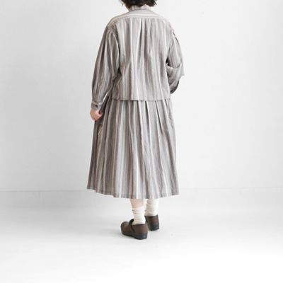【Ｔｙｒｏｌｅａｎ　ｓｔｒｉｐｅｄ】ボリュームスリーブショートシャツ