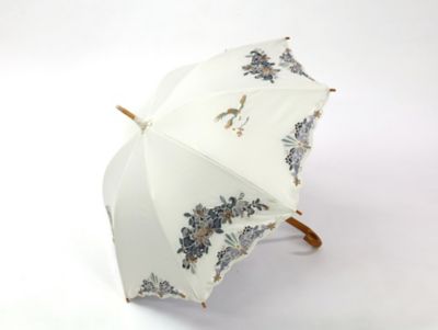 ★【産直】花鳥オーガンジーカットワーク刺繍かわず張り　長日傘