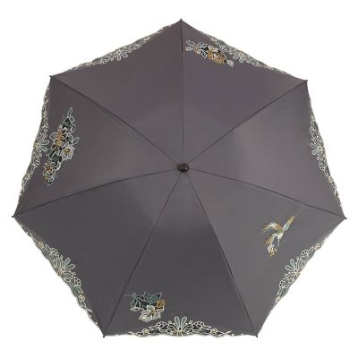 ★【産直】花鳥オーガンジーカットワーク刺繍　ミニ折りたたみ日傘