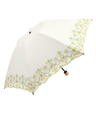 京都/シノワズリーモダン京都/シノワズリーモダンキョウト マーブル刺繍ミニ折りたたみ日傘 ホワイト×イエロー 陶磁器・彫刻【三越伊勢丹/公式】