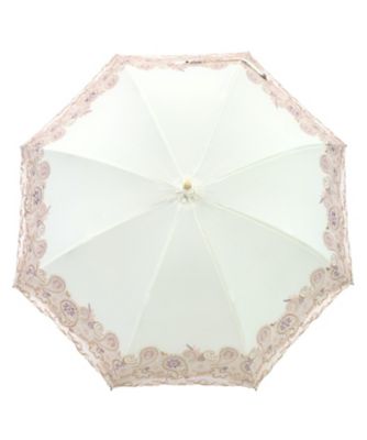 京都/シノワズリーモダン京都/シノワズリーモダンキョウト 女優日傘プレミアム ペイズリー更紗オーガンジー刺繍 かわず張り長日傘 ホワイト 陶磁器・彫刻【三越伊勢丹/公式】