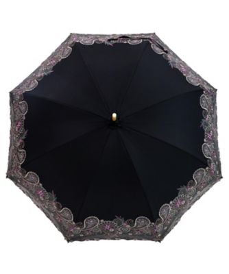 京都/シノワズリーモダン京都/シノワズリーモダンキョウト 女優日傘プレミアム ペイズリー更紗オーガンジー刺繍 かわず張り長日傘 ブラック 陶磁器・彫刻【三越伊勢丹/公式】