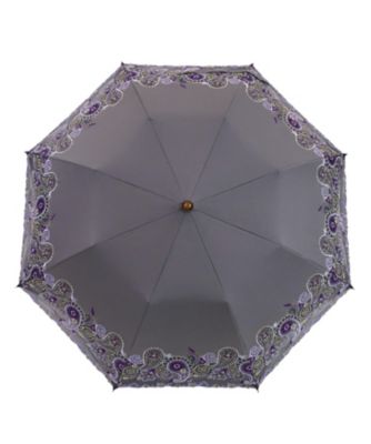 京都/シノワズリーモダン京都/シノワズリーモダンキョウト 女優日傘プレミアム ペイズリー更紗オーガンジー刺繍 かわず張りショート折りたたみ日傘 グレー 陶磁器・彫刻【三越伊勢丹/公式】