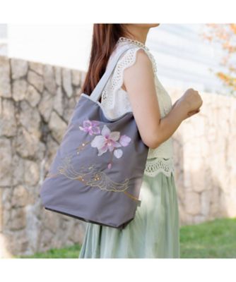 ☆【産直】蘭花オーガンジー刺繍 防水・撥水トートバッグ | 京都