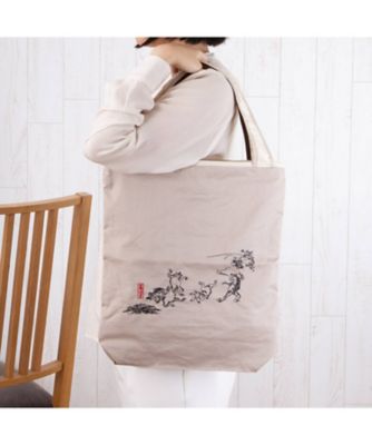 ☆【産直】鳥獣戯画モチーフ刺繍 防水・撥水トートバッグ | 京都