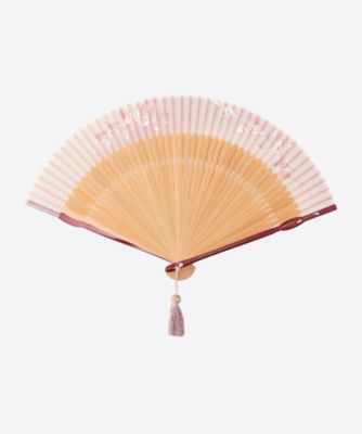 ＜保赤軒＞扇子　凛花　３１０６　ピンク（扇袋付／桐箱入）