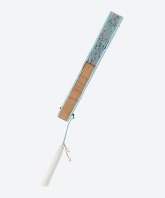 扇子　ガーデンフラワー　３０８５　水色・紺