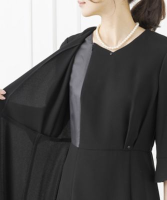 オンライン限定【オールシーズン・喪服・礼服・フォーマル】ノーカラーショートジャケット×前開きロングワンピース