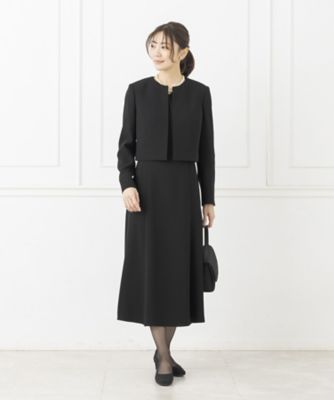 オンライン限定【オールシーズン・喪服・礼服・フォーマル】ノーカラーショートジャケット×前開きロングワンピース