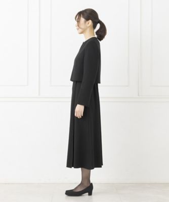 オンライン限定【オールシーズン・喪服・礼服・フォーマル】ノーカラーショートジャケット×前開きロングワンピース