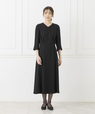 オンライン限定【オールシーズン・喪服・礼服・フォーマル】ノーカラーショートジャケット×前開きロングワンピース