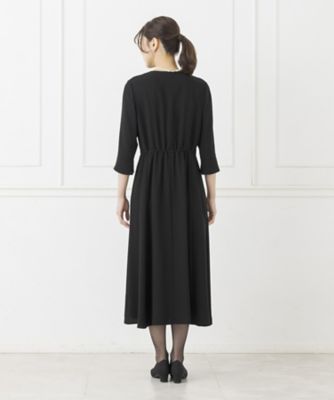 オンライン限定【オールシーズン・喪服・礼服・フォーマル】ノーカラーミドル丈ジャケット×前開きロングワンピース