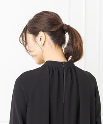 オンライン限定【オールシーズン・喪服・礼服・フォーマル】ラグランスリーブのブラックフォーマルワンピース