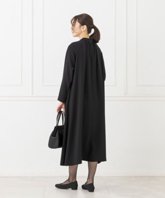 オンライン限定【オールシーズン・喪服・礼服・フォーマル】ラグランスリーブのブラックフォーマルワンピース