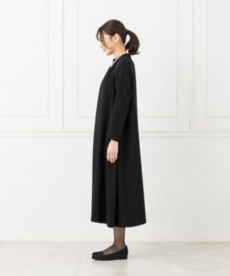 オンライン限定【オールシーズン・喪服・礼服・フォーマル】ラグランスリーブのブラックフォーマルワンピース