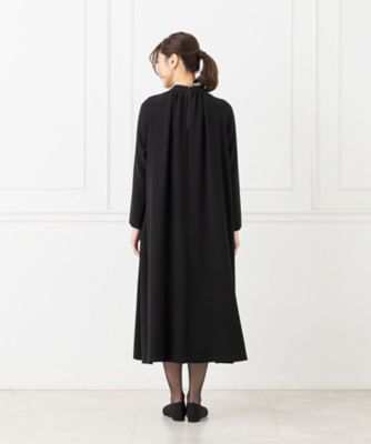 オンライン限定【オールシーズン・喪服・礼服・フォーマル】ラグランスリーブのブラックフォーマルワンピース