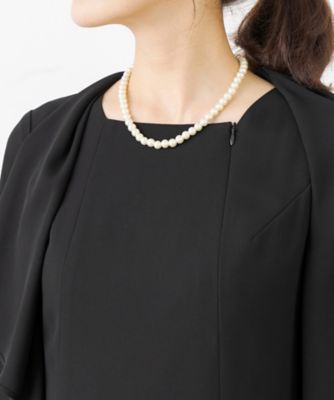 オンライン限定【喪服・礼服・フォーマル・春夏】ラッフルカラーのブラックフォーマルワンピース