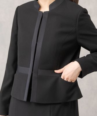 【ＨＩＲＯＭＩ　ＹＯＳＨＩＤＡ　ＢＬＡＣＫ】オンライン限定・グログラン使いスタンドカラージャケット×前開きワンピース