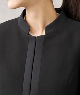 【ＨＩＲＯＭＩ　ＹＯＳＨＩＤＡ　ＢＬＡＣＫ】オンライン限定・グログラン使いスタンドカラージャケット×前開きワンピース