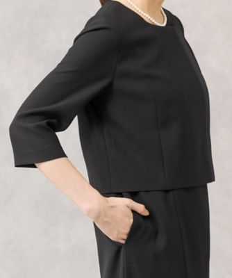 【ＨＩＲＯＭＩ　ＹＯＳＨＩＤＡ　ＢＬＡＣＫ】オンライン限定・グログラン使いスタンドカラージャケット×前開きワンピース