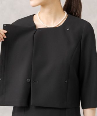 【ＨＩＲＯＭＩ　ＹＯＳＨＩＤＡ　ＢＬＡＣＫ】オンライン限定・グログラン使いスタンドカラージャケット×前開きワンピース