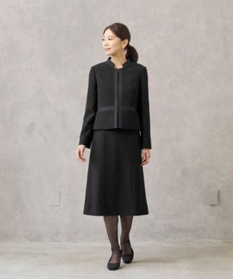 【ＨＩＲＯＭＩ　ＹＯＳＨＩＤＡ　ＢＬＡＣＫ】オンライン限定・グログラン使いスタンドカラージャケット×前開きワンピース