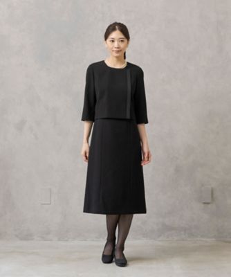 【ＨＩＲＯＭＩ　ＹＯＳＨＩＤＡ　ＢＬＡＣＫ】オンライン限定・グログラン使いスタンドカラージャケット×前開きワンピース