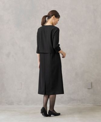 【ＨＩＲＯＭＩ　ＹＯＳＨＩＤＡ　ＢＬＡＣＫ】オンライン限定・グログラン使いスタンドカラージャケット×前開きワンピース