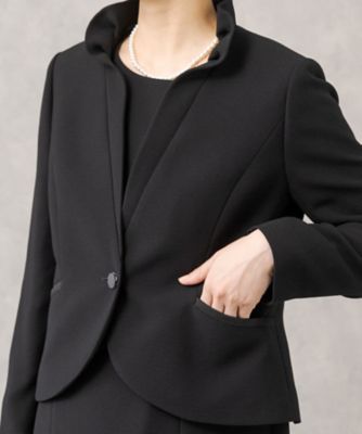 【ＨＩＲＯＭＩ　ＹＯＳＨＩＤＡ　ＢＬＡＣＫ】オンライン限定・スタンドフリルカラージャケット×前開きワンピース