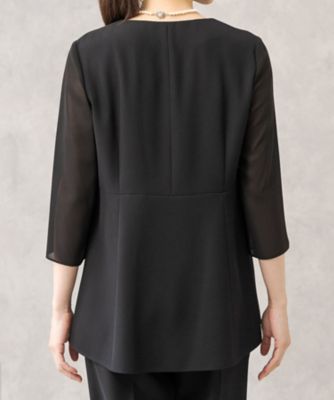 【ＨＩＲＯＭＩ　ＹＯＳＨＩＤＡ　ＢＬＡＣＫ】オンライン限定・１つ釦ロング丈ジャケット×前開きブラウス×テーパードパンツ３点セットアップスーツ