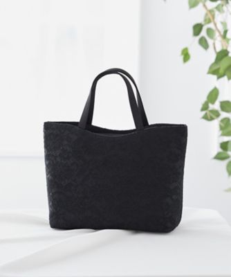 ＜CARETTE (Women)＞オンライン限定【喪服・礼服・フォーマル】レース使いのトート型ブラックバッグ