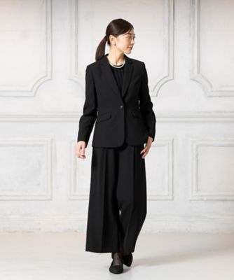 ＜CARETTE (Women)＞オンライン限定【オールシーズン・喪服・礼服・フォーマル】テーラードジャケット×異素材ブラウス×セミワイドパンツ３点スーツ