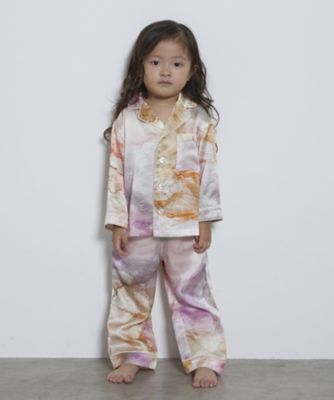 ＜Ｆｏｏ　Ｔｏｋｙｏ　ｘ　Ｌａｕｔａｓｈｉ＞シルクパジャマ　キッズ　オレンジ　上下セットアップ