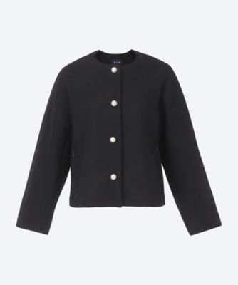 ＜m，i，d， navy＞ウールメルトンパールボタンショートコート　Ｇ２４６―３０２