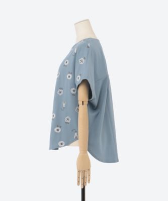 美品 2023SS マーブルシュッド EMB あさがお ユルットブラウス 刺繍 あさがお ユルットBL | marble SUD (Women/大きいサイズ
