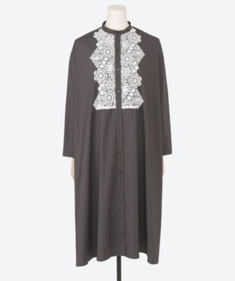 2023AW マーブルシュッド marble SUD doily lace ハイネック タック入 2WAYプルオーバーブラウス ベージュ/前後着 シャツ【2400014483048】 doily lace シャツOP | marble SUD (Women/大きい