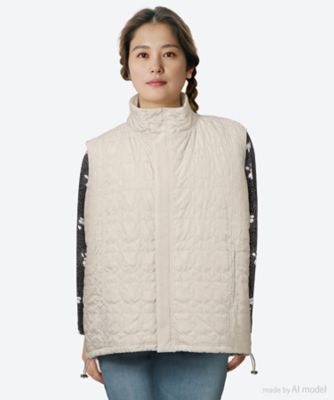 ＜marble SUD (Women/大きいサイズ)＞シマエナガキルト　ベスト　０６ＦＦ０８３０６３